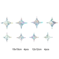 Detailed set of 8 rainbow prism star window stickers in 15cm and 12cm holographic sizes - RPS007 Static Sticker: Cross Star