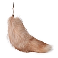 Large fox tail keychain in brown gradient faux fur with elegant rose gold metal clasp - 40CM / Silver Blue Brushed