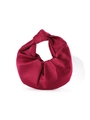 Chic burgundy pleated satin cloud bag with stylish knotted handle for evening weddings - Burgundy