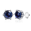 Magnetic six-claw earrings with round-cut deep purple gradient zircon stones - Purple-Blue (Magnetic)