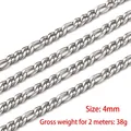 Bright silver 4mm Figaro chain made of stainless steel for DIY jewelry making - Figaro Chain (H2175) / 4mm (2 Meters/Pack) / Silver