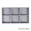 Vassoio gioielli 6 scomparti in velluto grigio per anelli e orecchini, 21x12,5cm - Griglia multi-fantasia / Grigio
