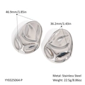 Detailed size specifications for irregular organic silver stainless steel earrings - Silver (YYE025064-P)