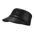 Visière classique en cuir PU noir avec texture premium et design à dessus ouvert - Taille unique / Noir