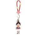 Cute Tang style girl keychain with lotus charms and red lanyard bag accessory - Fortune Lotus Keychain