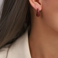 Minimalist deep red enamel waterdrop earrings featuring gold-tone metal studs for women - Burgundy