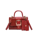Chic red crocodile pattern square handbag with gold buckle and mini coin pouch - Red