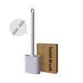 Gray silicone toilet brush set with detachable handle and matching holder base - Upgraded Grey
