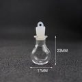Mini DIY clear glass bottle 23mm height with silicone plug and hanging loop attachment - Transparent Flat Bottom Round Bottle + Rubber Stopper