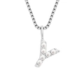French vintage stainless steel box chain necklace with a pearl-inlaid letter Y pendant - Y-Steel Color