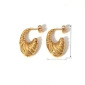 Pendientes vintage en forma de C bañados en oro de 18K con textura ondulada y 27mm - Estilo Retro Ondulado en Forma de C (YYE023279)