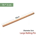 Solid wood rolling pin for baking, 70cm length and 3cm diameter with smooth finish - 70*3cm