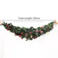 150cm Christmas garland with pine cones, red berries and plaid bows for festive decoration - 150cm Red Ball Garland