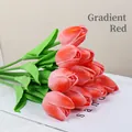 Bundle of ten gradient red PU tulips with realistic texture for home flower decoration - Gradient Red