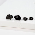 Cute matte black sheep stud earrings in minimalist animal silhouette style for women - Sheep / Black