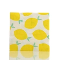Detailed close-up of a folded paper napkin featuring vibrant yellow lemon patterns - Small Lemon Napkins