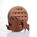 Ebony wood round coaster set with creative squirrel shaped holder for kitchen table - Ebony Fish Shape Type B Mat Set (4 Pcs) With Base