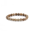 Bracciale elastico con perline in pietra naturale da 8mm con venature marroni e beige - 8mm / Diaspro