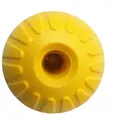 Durable yellow elastic pet ball toy with radial grooves for dog tooth cleaning - 9cm Hollow Ball