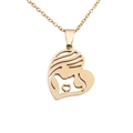 Golden heart necklace with mother and child silhouette on white background - Gold Heart Mother Child Style