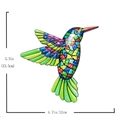 Colorful metal hummingbird wall art decor with 5.3x4.7 inch size measurements - Green