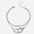 Zilveren dubbellaagse handboei armband met Freedom gravure voor op het strand - Zilver