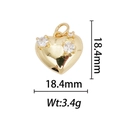 Détail du pendentif cœur en or 18k avec zircone, taille 18,4mm et poids 3,4g - Pendentif Cœur Doré avec Trois Zirconia (DZ-180)