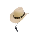 Detailansicht eines beigen Haustier-Cowboyhuts aus Filz mit Sternband und Kordel - Klein 13.5cm / Khaki Samt Stern