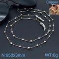 Chaîne à lunettes argentée avec perles blanches et perles carrées pour masque, 650mm - Argent (KSC046-Z)