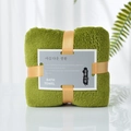 Thick coral fleece bath towel in grass green with ribbon gift wrap for favors - Army Green