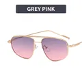 Golden pilot sunglasses with grey pink gradient lenses and minimalist metal frame - Grey Pink Gradient