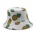 Chapeau bob d'été blanc avec imprimé intégral d'ananas jaune et vert pour protection solaire - M(56-58cm) / Blanc