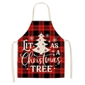 Red and black plaid Christmas apron with white tree print and 'LIT' slogan - A15-Red Black Plaid Lit Christmas Tree
