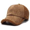 Brown fleece baseball cap with rhinestone bow detailing and warm suede finish - Adjustable / Coffee