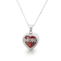 Silver heart MOM necklace with red birthstone pendant and fine O-chain jewelry - Steel January (KN226779-K)