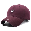 Retro wine red embroidered baseball cap with white N degree and nothing side lettering - Burgundy
