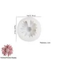 Daisy flower silicone mold with finished pink candle showing 7cm x 7cm dimensions - Type 1 Daisy No Hole