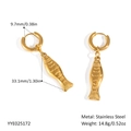 Minimalist golden fish dangle earrings in stainless steel with a sleek polished finish - Fish Hoop Earrings (YYE025172) / Gold