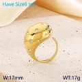Goldener Edelstahlring in Tropfenform mit Zirkonia-Einlagen, Breite 17mm, Größe 6-9 - US 6 / Mit Strass Steinen Besetzter Wassertropfen-Stil (KR111103-K) / Gold