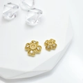 Ciondoli per gioielli a forma di fiore dorato con zirconi bianchi su marmo bianco - 8mm / Oro