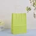 Minimalist lime green kraft paper gift bag with durable white twisted rope handles - Dark Green / 21*15*8