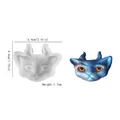 3D devil cat head resin silicone mold with finished blue cat keychain accessory - Horned Demon Cat / 6.4x4.4x1.7cm