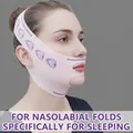 Masque de lifting visage rose avec motif éventail pour les plis nasogéniens la nuit - Tissu extensible en polyester / Rose clair Fleur d'éventail