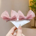Pair of sweet pink tulle bow hair clips for little girls princess style hair accessories - 1 Pair Pack / Pink