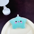 Cute light blue plush star keychain with embroidered face for student backpack - Green Star (No Clasp)