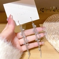 Eleganti orecchini nappa in argento S925 con lunghe frange e brillanti strass bianchi - Frangia Zircone Rettangolare Pavé Argento (E0245)