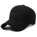 Classic black baseball cap with 3D Sweet embroidery and curved brim in cotton canvas - Adjustable / Black with Black Embroidery