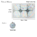 Dettaglio di palline di Natale rosa macaron da 6cm in scatola con dimensioni - Stile 1 (Glitter Macaron)