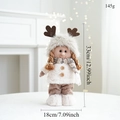 Muñeca de Navidad de felpa de 33cm con gorro de reno y bufanda de cuadros decorativa - Niña de pie marrón