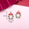 Christmas wreath enamel charm with red bow for DIY jewelry making, 23mm x 16mm set - 18# Wreath